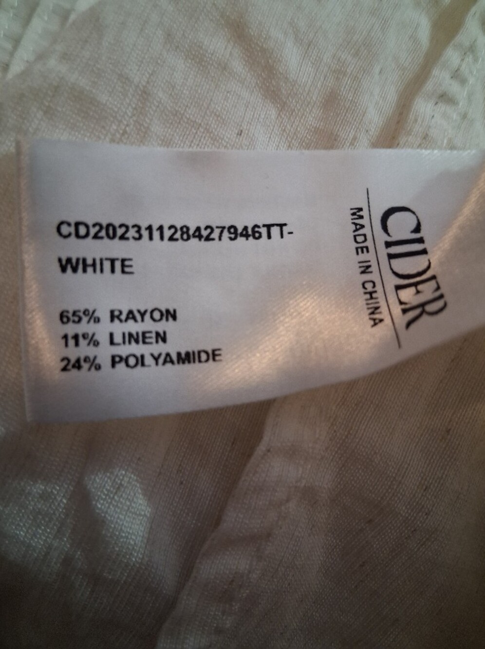 Cider Ribbed Yoke Button-Front Short Sleeve Top - Cream Linen Blend Boxy - Picture 7 of 7